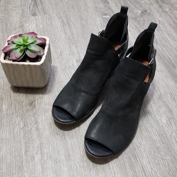 Lucky Brand * Black Leather Open Toe Booties * 9.5 - Picture 3 of 14